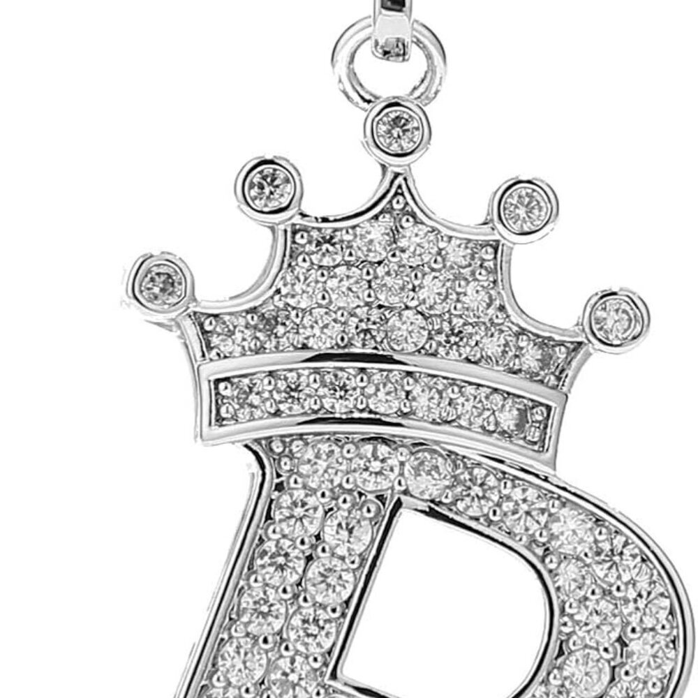 A-Z Letters Crown Necklace - 18k Gold Plated Twister Chain With Cubic Zirconia